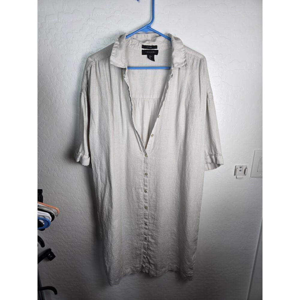 Tahari 100% Linen Dress Size Large